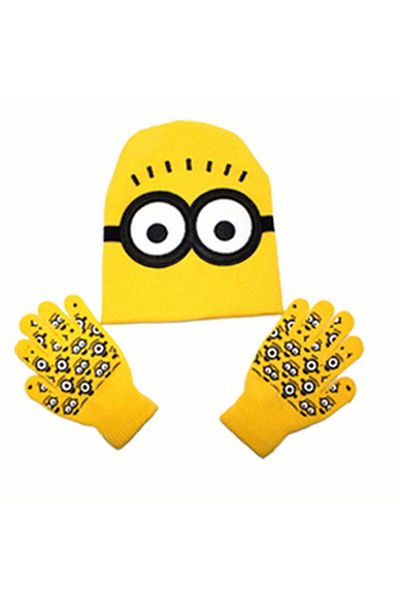 Choice 3-10 years old Minions Despicable Me Minions Anime Cartoon Cute Children's Warm Knitted Hat Cold-pro