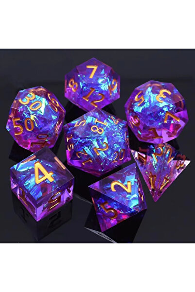 Choice19 مجموعة نرد من الراتنج من طراز Style-10 مكونة من 7 قطع، متعددة الأشكا...