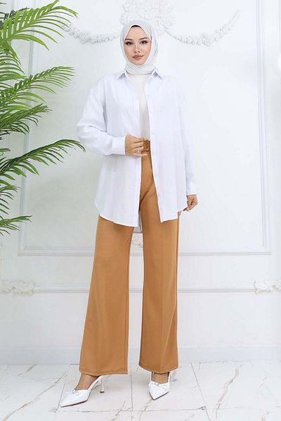 benguen Pantaloni Palazzo cu picioare largi Camel 3044