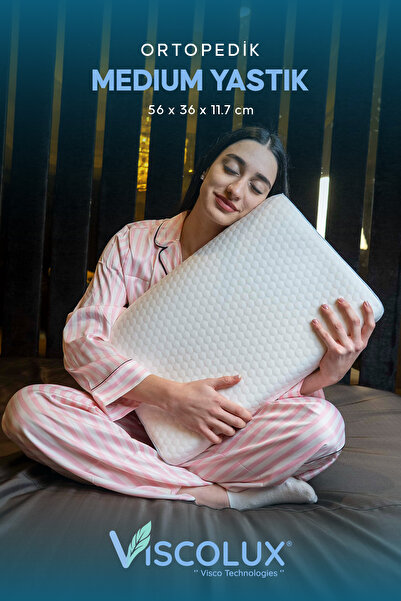 Viscolux Medium Boy Ortopedik Yastık - Boyun Destekli Visco Yastık Mavi 56x36...