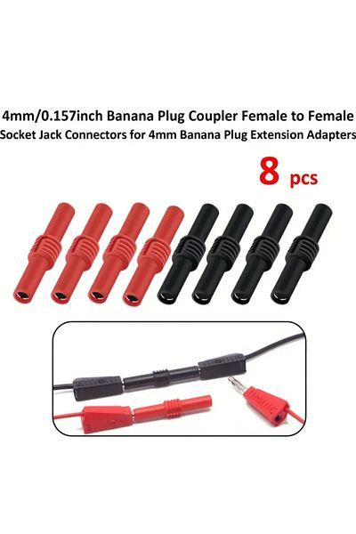 AOKIN 8PCs AOKIN 8pcs Insulated 4mm Banana Jack Female To Female Socket Connector Coupler Plug Extension A