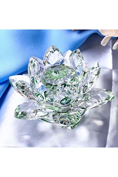 Choice Green Crystal Lotus Flower Figurine Home Wedding Decoration Glass Craf...