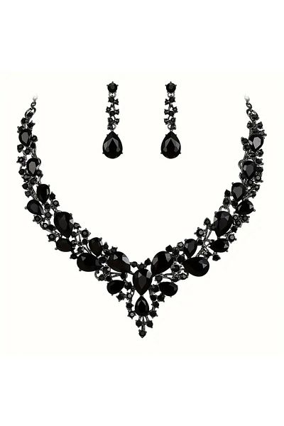 Choice S044-1 3pcs Women'S Fashionable Jewelry Set Luxurious Minimalist Rhinestone Crystal Ball Wedding Wom