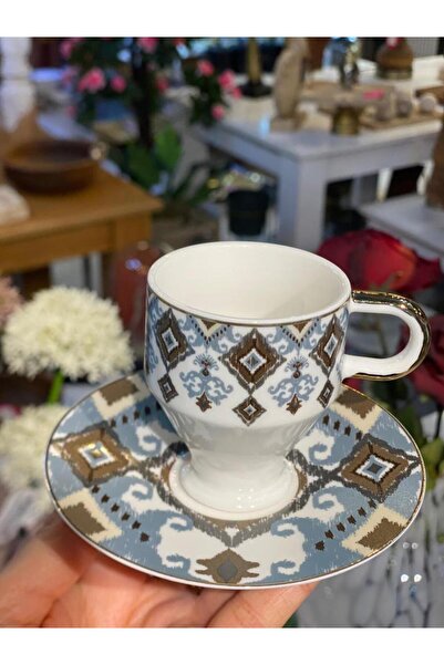 ÇIRPAN EV KAHVERENGİ MAVİ TEK KİŞİLİK TÜRK KAHVESİ FİNCANI