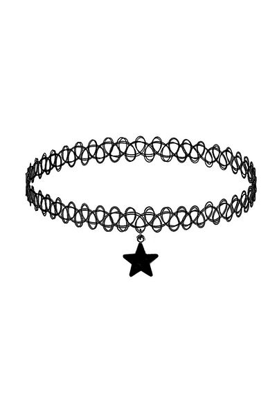 KvJJL A2 Fashion Choker Necklace Black Clavicle Tattoo Chain Star Pendant Woman Girl Collar Party Jewelry