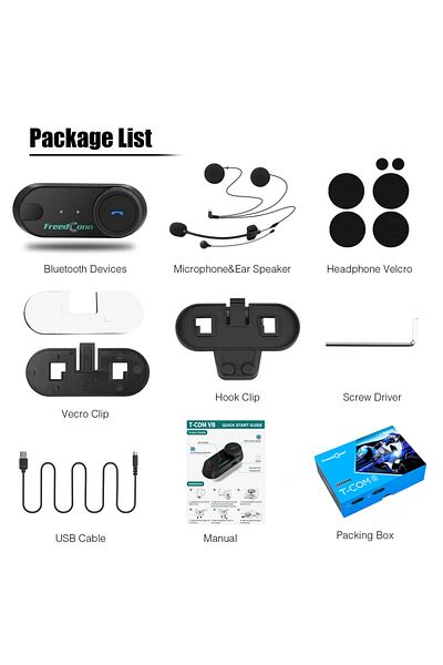 FreedConn One Set T Com VB Freedconn Motorcycle Helmet Headset Stereo Bluetooth Hands Free Call Wireless Commu