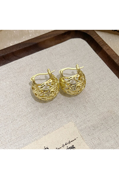 Choice أقراط دائرية مجوفة باللون الذهبي من ستايل 2 للنساء بتصميم جديد يناسب م...