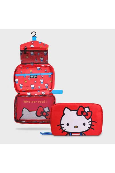 SANRIO Brown Sanrio Hello Kitty Cartoon Fold Cosmetic Storage Bag Portable Large Capacity Hangable Wall Han