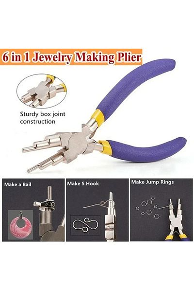Choice 6-in-1 Carbon Steel Round Nose Jewelry Pliers Bail Making Pliers DIY Hand Tool Metal Lobster Buck...