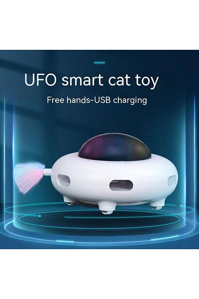 Choice White Cat Toy Smart Teaser Ufo Pet Turntable Catching Training Toys Usb Charging Cat Teaser Replacea