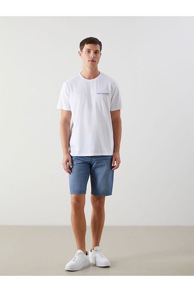 LC Waikiki Ανδρικό μπλουζάκι LCW Crew με κοντό μανίκι με εμπριμέ χτενισμένο βαμβάκι