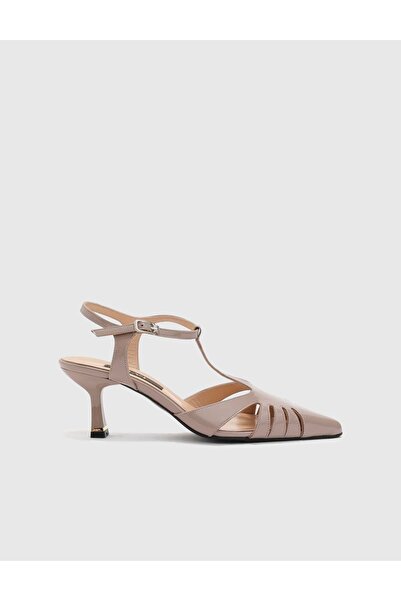 İLVİ Dalila Genuine Patent Leather Women's Mink Heeled Sandals