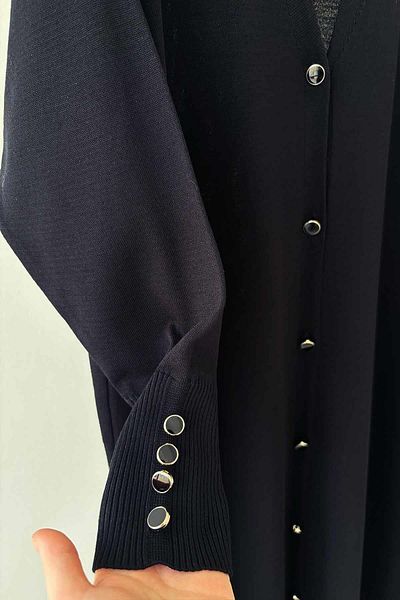 Ka Hijab Mercerizovaný cardigan s maxi délkou na knoflíky - černý