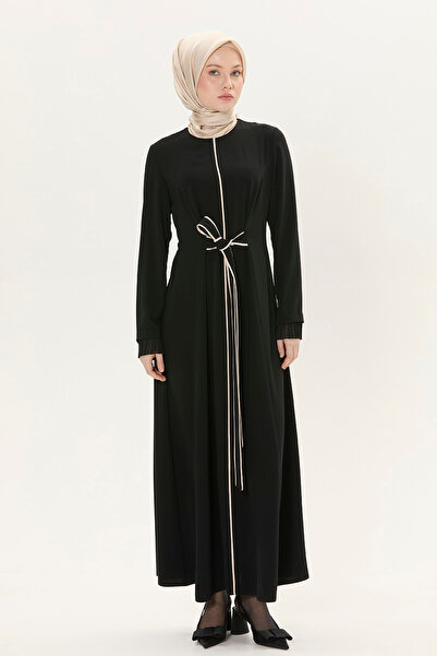 Setrms Nervürlü Kol Uçları Şifon Pilise Detaylı Elbise