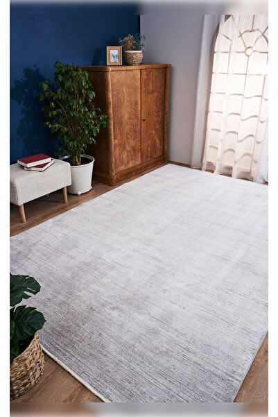 Apex Halı Queen 8109 Gri Yumuşak Dokulu Viskon Uzun Ömürlü Dayanıklı 100 Tara...
