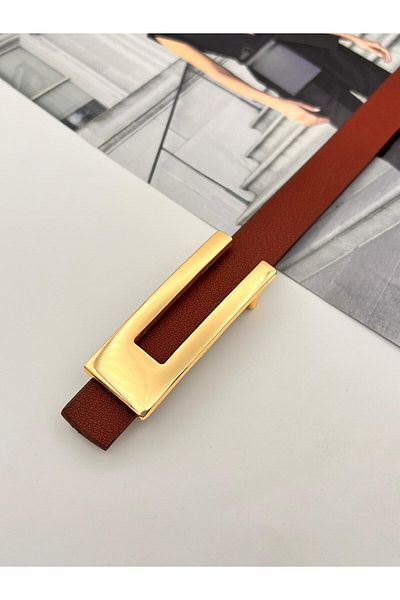 MODAM HİFA Desng Gold Buckle Burgundy Γυναικεία ζώνη παντελονιού Ζώνη φόρεμα ζώνη πουκάμισο ζώνη παλτό ζώνη