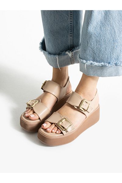 ALEMDAR AYAKKABI Jeff Mink Buckle Detailed Women's Sandals
