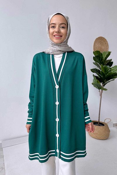 Ka Hijab Ζακέτα Emerald Mercerized - με λεπτομέρεια γραμμής και κουμπιά