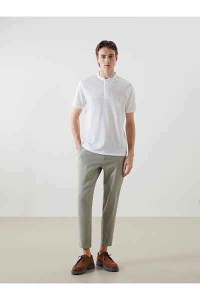 LC Waikiki Νέα σεζόν Judge Collar Patterned Buttoned Ανδρικό Tisort με υφή - S5G417Z8