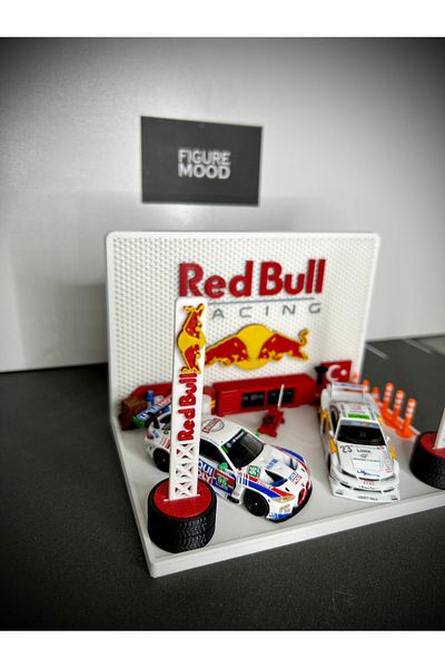 Figure Mood 1/64 Scale Red Bull Themed Vehicle Display Stand (Not Included Vehicles)