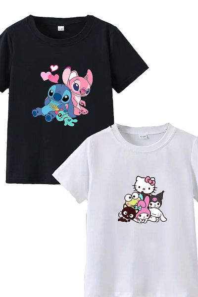 makiteks 2li جودة القطن بتمشيط الفتيات الاطفال المطبوعة التي شيرت 5 6 7 8 9 10 11 12 13 14 سنة ليلو كورومي مرحبا
