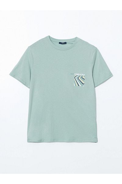 LC Waikiki Ανδρικό μπλουζάκι LCW Crew Neck με εμπριμέ χτενισμένο βαμβάκι