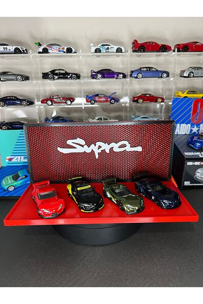 Figure Mood 1/64 Scale Red Supra with Logo Vehicle Display Stand Diecast (Not ​Include Vehicles)