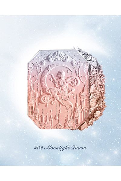 Flower Knows Moonlight Mermaid Series Embossed Pattern Gradient Blush, 5g (02 Moonlight Dawn)