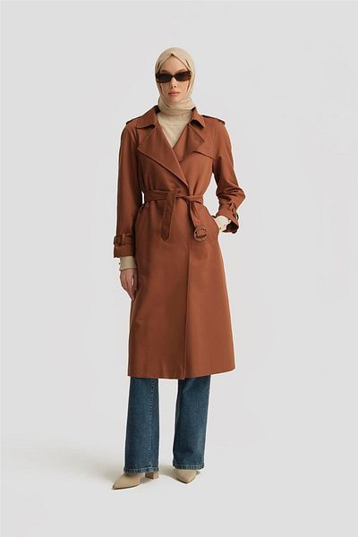 Armine Open Collar Classic Trenchcoat 24K8518 Brown