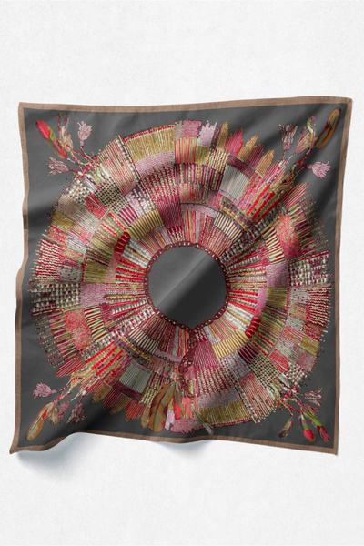 Setrms Tüy ve Geometrik Desenli Eşarp