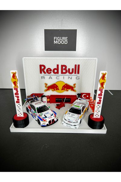 Figure Mood 1/64 Scale Red Bull Themed Vehicle Display Stand (Not Included Vehicles)
