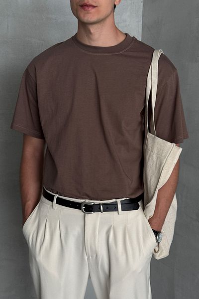 HYMAN Мъжка тениска Oversize Basic от 100% памук