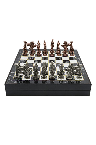Cooper Chess 36cm Mermer Desenli Kutulu | Bronz Metal Mitolojik Pegasus Satra...