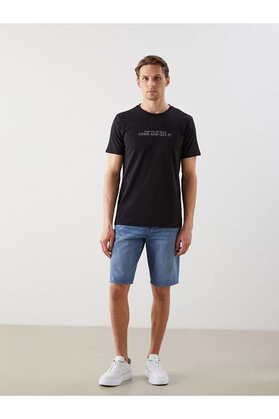 LC Waikiki New Season Crew Neck Κοντό μανίκι εμπριμέ χτενισμένο βαμβακερό ανδρικό Tisort - S5J830Z8