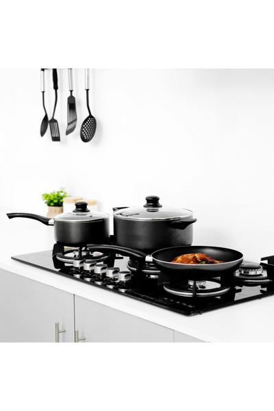 ROYALFORD طقم أواني طهي من الألومنيوم مكون من 7 قطع | طلاء غير لاصق | إطار من...