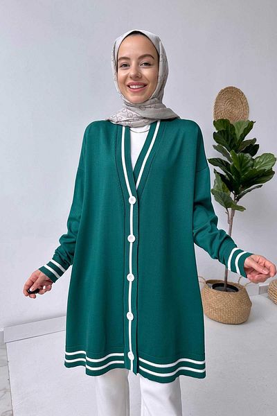 Ka Hijab Ζακέτα Emerald Mercerized - με λεπτομέρεια γραμμής και κουμπιά