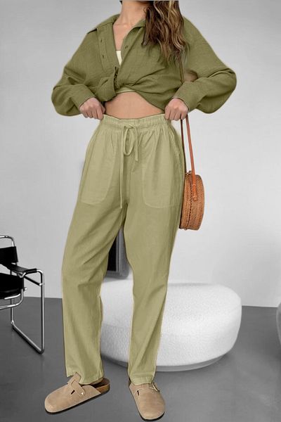 BİRBEYSTORE Linen Trousers Hambez Bottom Tracksuit Comfortable Fit Large Size Raw Cloth Unisex Relaxed