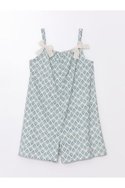 LC Waikiki Ecru Square Collar Girl's Jumpsuit