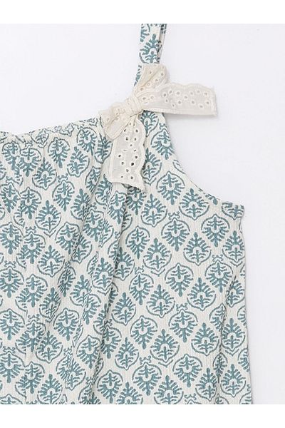 LC Waikiki Ecru Square Collar Girl's Jumpsuit