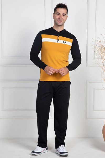 Mecit Pijama Plus Size Men's Long Sleeve Pajamas Set 100% Cotton