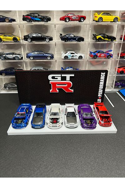 Figure Mood 1/64 Scale Gtr with Logo Vehicle Display Stand White Diecast Diorama (Not Include Vehicles)