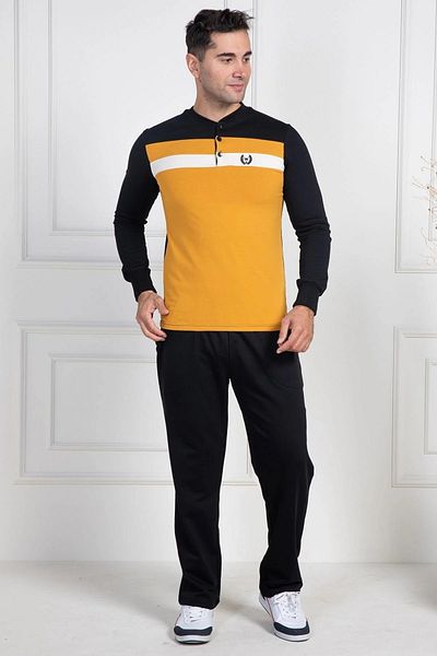 Mecit Pijama Plus Size Men's Long Sleeve Pajamas Set 100% Cotton