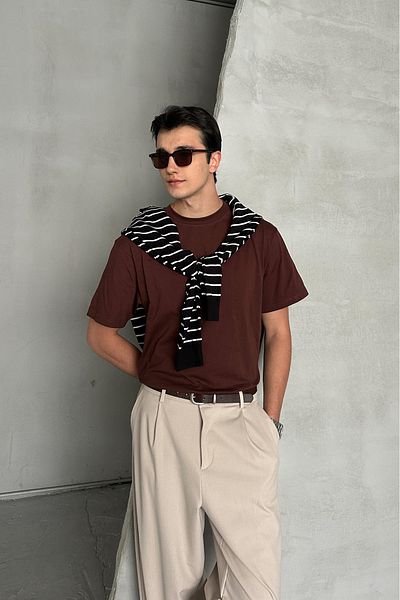 HYMAN Мъжка тениска Oversize Basic от 100% памук
