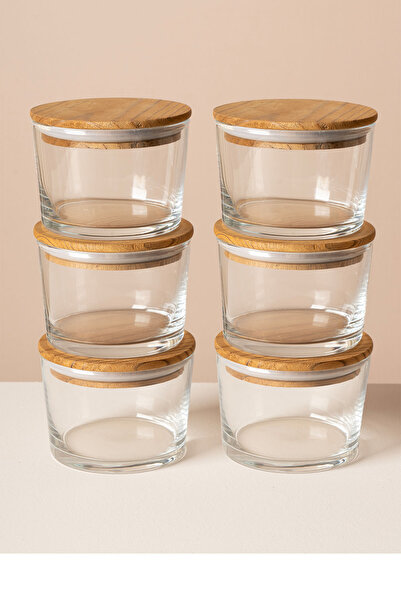 Fhilli Vetro - 6-Piece Wooden Vacuum Lid Glass Storage Container 220 Cc