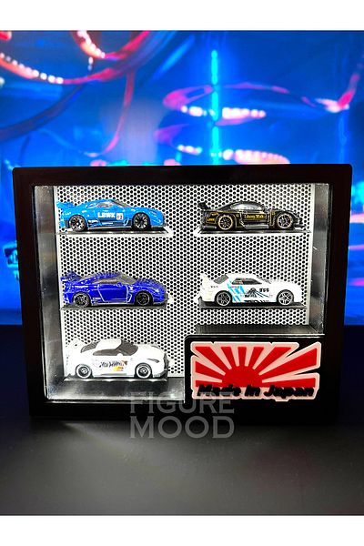 Figure Mood 1/64 Scale 5 Vehicles Exhibition Box with Logo Japan Fabrisi with Light (Not Included Vehicles)