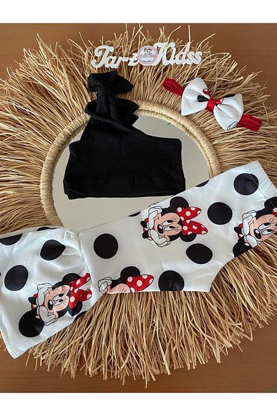 EBRU ÖZÖRGÜCÜ Girl's Crop Top - Flared Trousers - Bandana Set