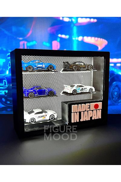 Figure Mood 1/64 Scale 5 Vehicles Exhibition Box with Logo Japan Fabrisi with Light (Not Included Vehicles)