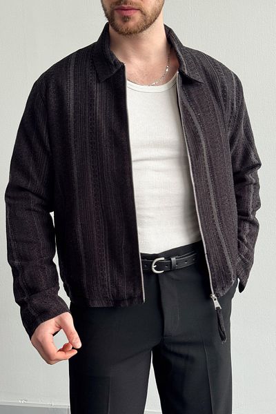 Moderk Seasonal Spring Summer Textured Fabric Zippered Relaxed Fit Men's Jacket