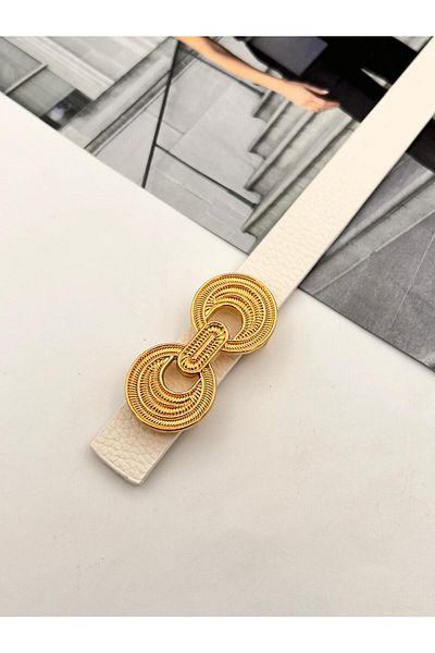 MODAM HİFA Processing Gold Buckle Women's Belt Trouser Belt Dress Belt Shirt Belt Coat Belt