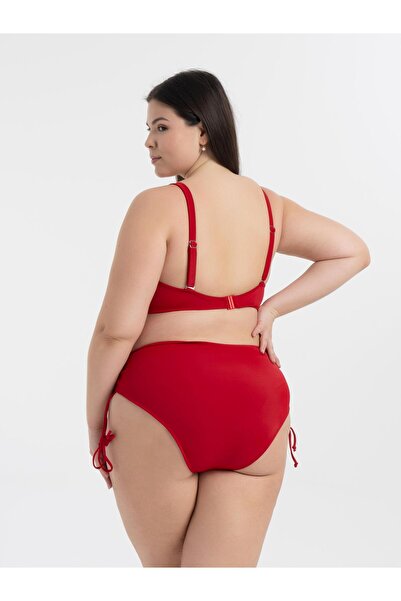 AQUAVİVA Aquaviva Kadın Kırmızı Büyük Beden Venezıa Toparlayıcı Çapraz Ipli Dekolte Bikini Takımı